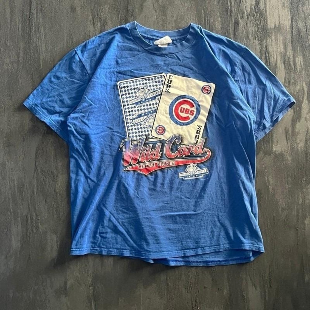 Vintage Chicago Cubs Shirt Mens XL Blue 1990s MLB Baseball Wild Card
